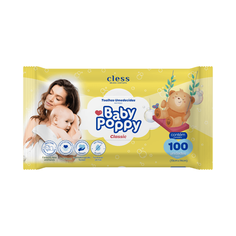 Baby-Poppy-Toalhas-Umedecidas-Classic-100-unidades