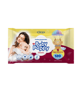 Baby Poppy Toalhas Umedecidas Classic 120 unidades