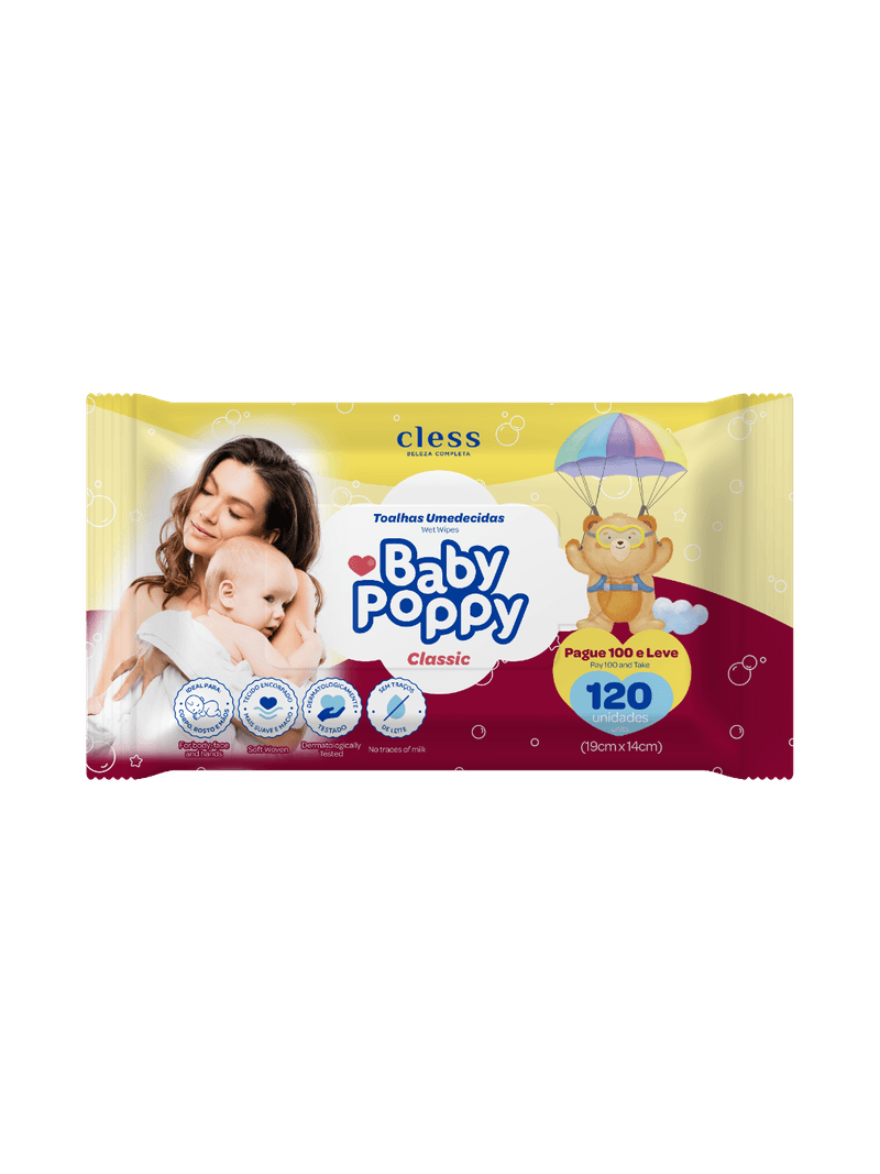 Baby-Poppy-Toalhas-Umedecidas-Classic-120-unidades