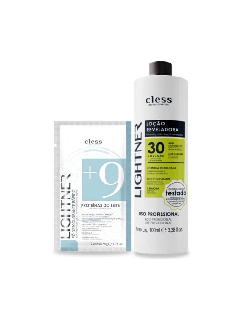 Kit-Lightner-2pc--Agua-Oxigenada-30vol-100ml---Po-Descolorante-50g-