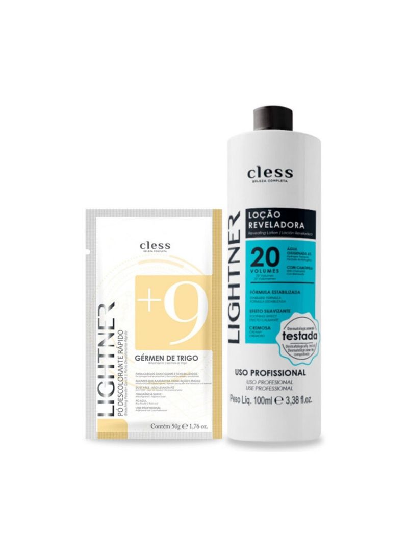 Kit-Lightner-2pc--Agua-Oxigenada-20vol-100ml---Po-Descolorante-50g-
