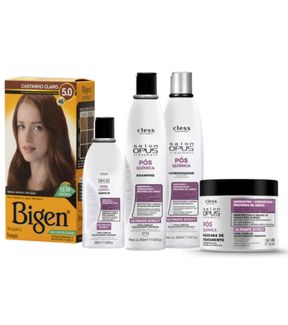 Kit Bigen 5pc (Tintura Castanho Claro + Sh + Cond + L-in + Masc)