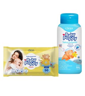 Kit Higiene Baby Poppy 2pc (Toalha Umedecida 50un + Talco 100g)