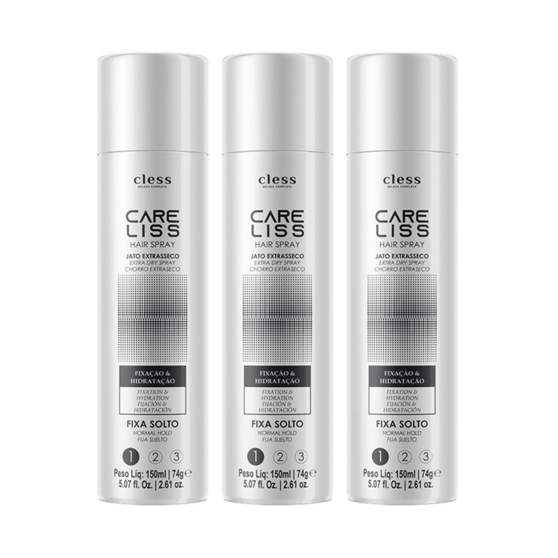 Kit-Hair-Spray-Care-Liss-Normal-Fixa-Solto-150ml-3-unidades
