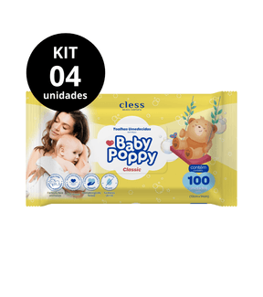 Kit Lenço Umedecido Baby Poppy Classic 400 lenços (4x100)