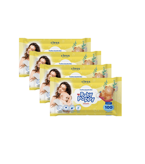 Kit Lenço Umedecido Baby Poppy Classic 400 lenços (4x100)
