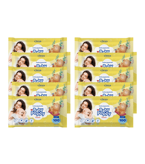 Kit Lenço Umedecido Baby Poppy Classic 1000 lenços (10x100)