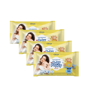Kit Lenço Umedecido Baby Poppy Classic 200 lenços (4x50)