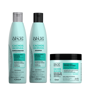 Kit Cachos Incríveis Shampoo Condicionador e Mascara Salon Opus
