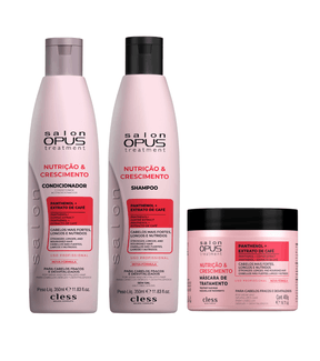 Kit Completo Nutrição & Crescimento Shampoo Condicionador e Mascara Salon Opus