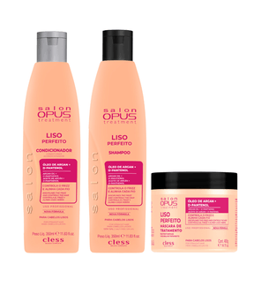 Kit Liso Perfeito Shampoo Condicionador e Mascara Salon Opus