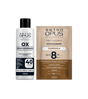 Kit pequeno descoloração Completa Água oxigenada 100ml e Pó descolorante Camomila 20g Salon Opus