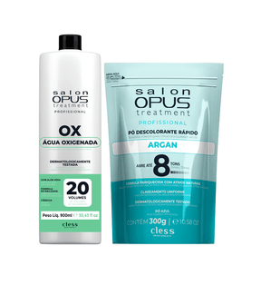 Kit Grande descoloração Completa Água oxigenada 900ml e Pó descolorante Camomila 300g Salon Opus