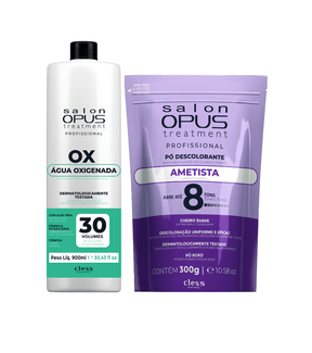 Kit Grande descoloração Completa Água oxigenada 900ml e Pó descolorante Ametista 300g Salon Opus
