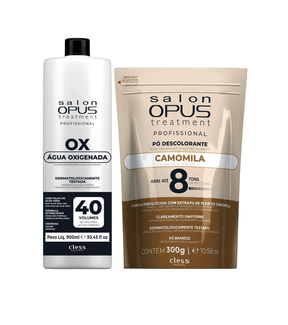 Kit Grande descoloração Completa Água oxigenada 900ml e Pó descolorante Camomila 300g Salon Opus