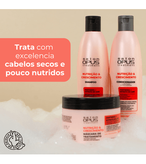 Kit Completo Nutrição & Crescimento Shampoo Condicionador e Mascara Salon Opus