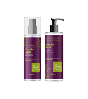 Kit Hidratante Corporal e Body Splash Flor de Açaí 200ml Eu Amo Charming